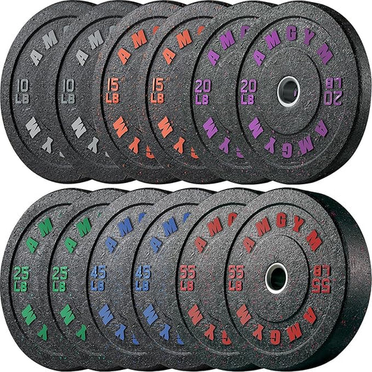 2 Inch Bumper Plates，10-500lbs，Barbell Rubber Olympic Weight Plates Set for Home Gym, Strength Training & Weight Lifting, Multiple Options Colors-StrideForce Fitness