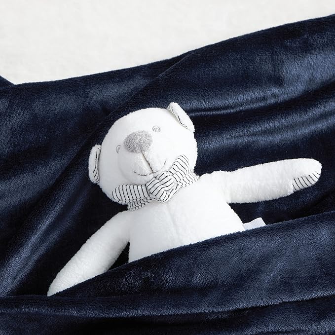 Bedsure Bedding Fleece Blanket for Girls and Boys - Soft Cozy Cute Small Throw Blankets for Travel, 43x55 Inches, Navy-StrideForce Fitness