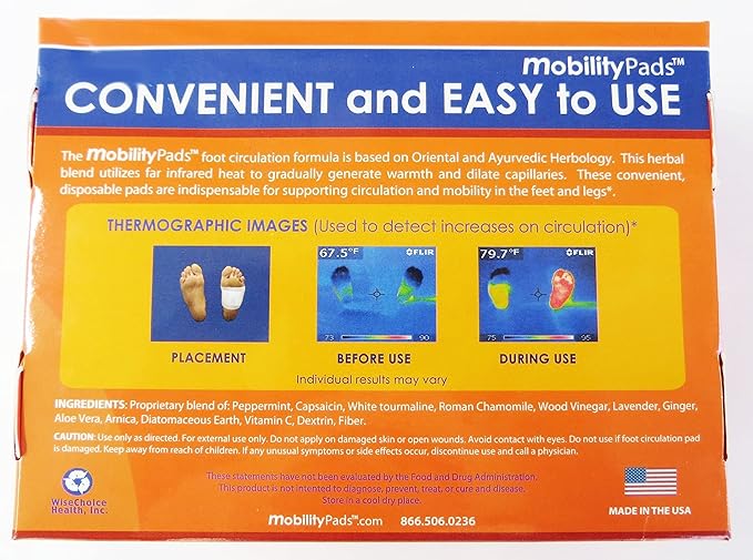 | Mobility Circulation Foot Patches | Made with Lavender, White Tourmaline, Capsaicin | Adhesive Patch Increased Sensation | Relief Pads for Soreness & Pain | Blood Circulation Pads | White-StrideForce Fitness