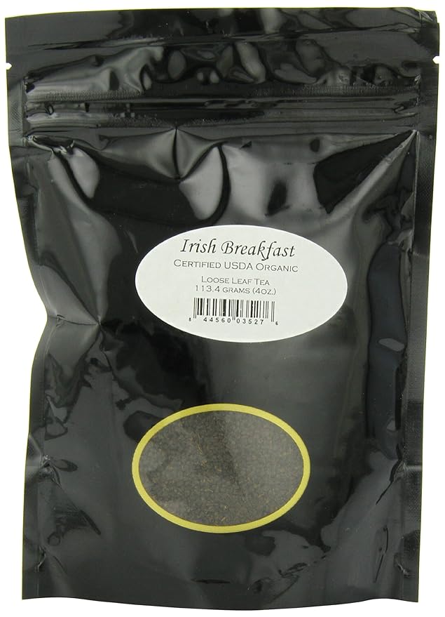 Organic Irish Breakfast Tea Pouches - 4oz | Loose Leaf Black Tea | Full-Bodied and Robust Flavor | Strong Morning Blend | Enjoy with Milk or Sugar | Bold Traditional Taste-StrideForce Fitness