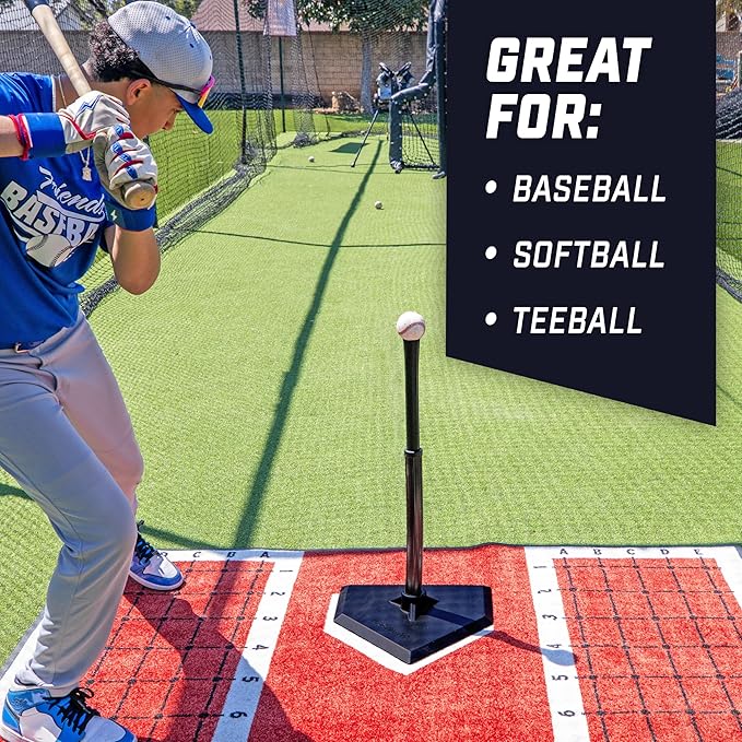 GoSports Baseball & Softball Batting Tees - Choose Jr. or Standard - Adjustable Rubber Hitting Tee-StrideForce Fitness