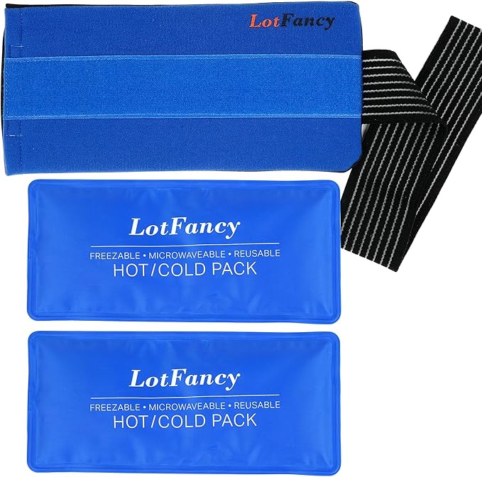 LotFancy Ice Packs for Injuries Reusable, 2 Gel Packs Wrap for Knee Head Neck Ankle Wrist Elbow Foot Legs Back Joint Pain Relief, Hot Cold Therapy for Surgery Recovery, First Aid, FSA HSA Eligible-StrideForce Fitness