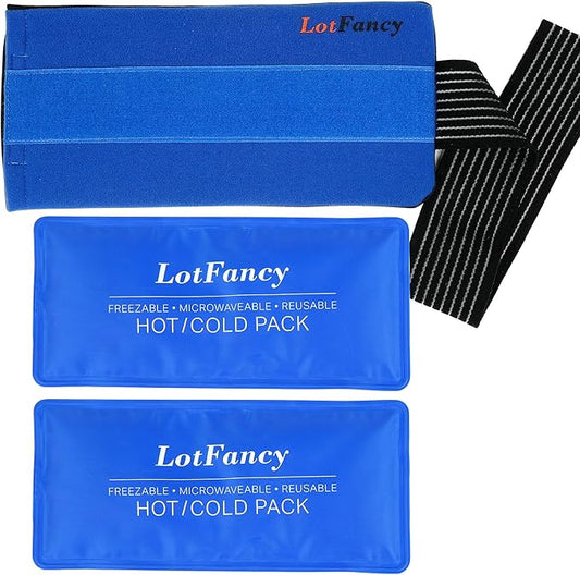 LotFancy Ice Packs for Injuries Reusable, 2 Gel Packs Wrap for Knee Head Neck Ankle Wrist Elbow Foot Legs Back Joint Pain Relief, Hot Cold Therapy for Surgery Recovery, First Aid, FSA HSA Eligible-StrideForce Fitness