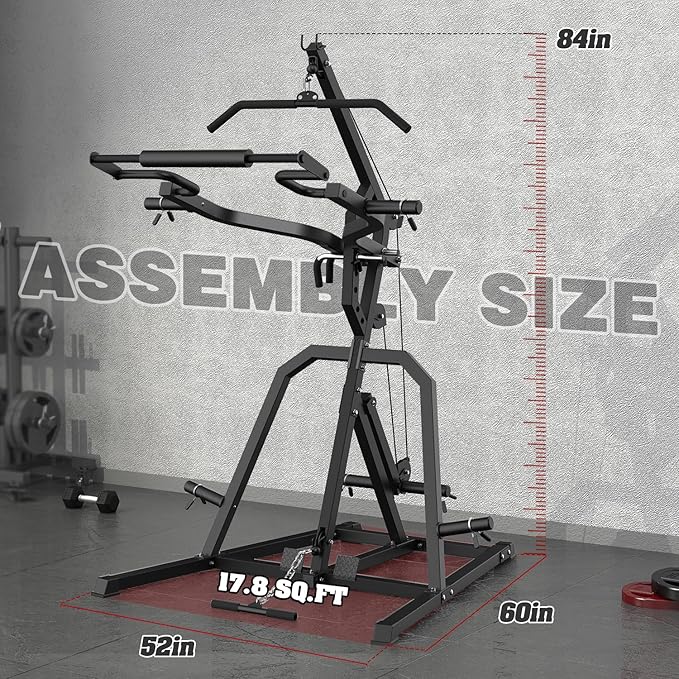 DONOW Leverage Gym Power Rack Squat Rack Lever Gym with LAT Low Row System Home Gym System Workout Station 2:1 Ratio (Without Weight Plates)-StrideForce Fitness