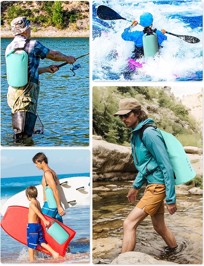 HEETA Waterproof Dry Bag for Women Men(Upgraded Version) 5L/10L/20L/30L/40L Roll Top Lightweight Dry Storage Bag Backpack with Emergency Whistle for Travel, Swimming, Boating, Kayaking, Camping, Beach-StrideForce Fitness