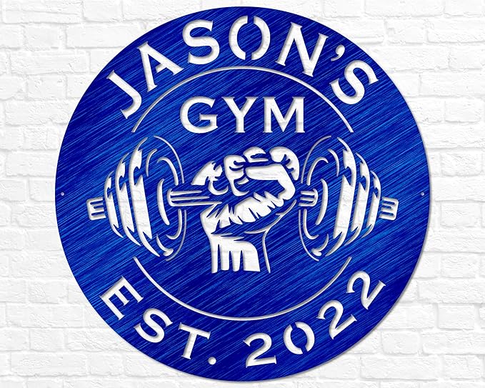 Custom Metal Dumbbell Gym Name Sign, Weightlifting Workout Room Wall Art, Personalized Home Gym Sign, Custom Gym Decor, Workout Garage-StrideForce Fitness