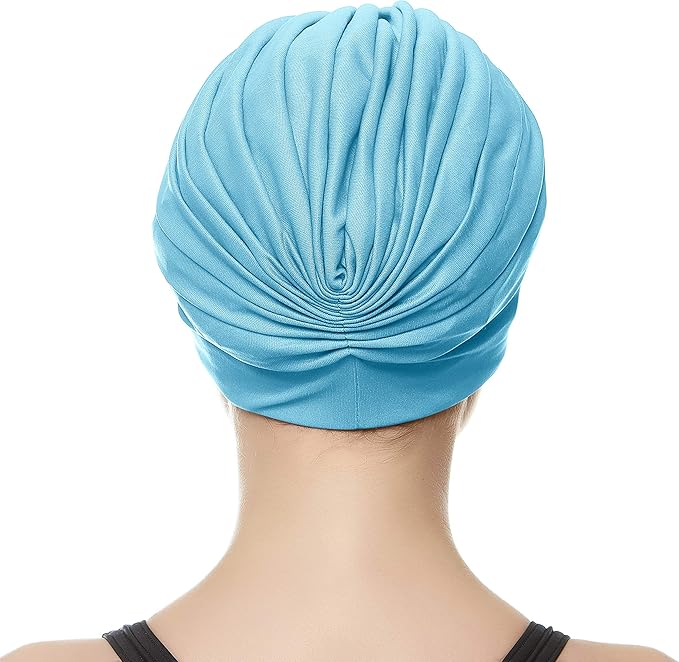 BEEMO Swim Caps for Women Swimming Turban Polyester Latex Lined Pleated for Ladies-StrideForce Fitness