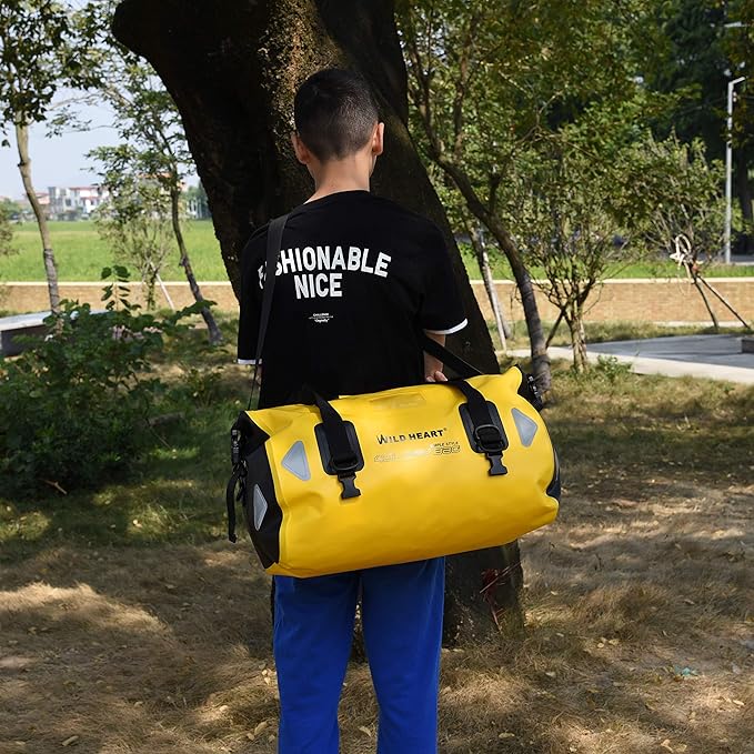 WILD HEART Waterproof Motorcycle Duffel Bag PVC500D Double-bottom With Rope Straps and Inner Pocket 40L 66L 100L for Kayaking, Camping, Boating,Motorcycle-StrideForce Fitness