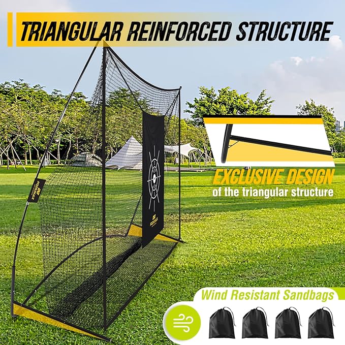 PodiuMax Golf Net, 10x7ft Golf Practice Net with Noise Reduce Silk Target Driving Real Balls, Hitting Nets for Backyard Garage, Improve Chipping Putting Pitching, Gift for Men & Golfers-StrideForce Fitness