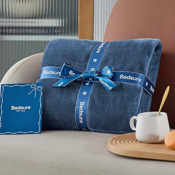 Bedsure Fleece Bed Blankets Full Size Mineral Blue - Soft Lightweight Plush Fuzzy Cozy Luxury Blanket Microfiber, 84x90 inches-StrideForce Fitness