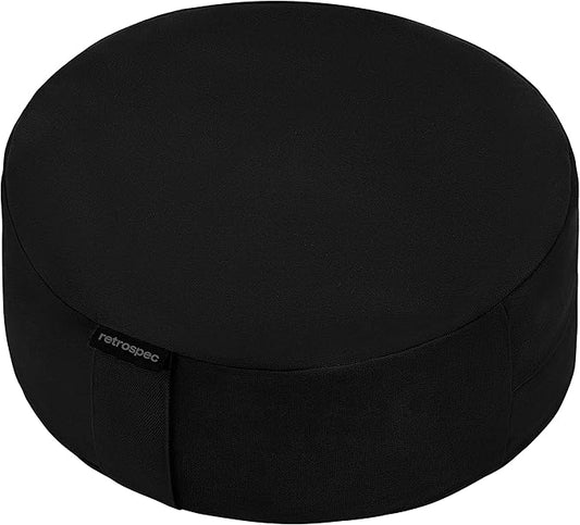Retrospec Sedona Zafu Meditation Cushion Filled w/Buckwheat Hulls - Yoga Pillow for Meditation Practices - Machine Washable 100% Cotton Cover & Durable Carry Handle, Round-StrideForce Fitness