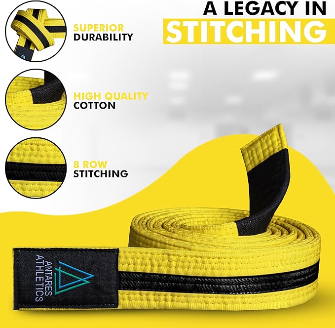 Brazilian Jiu Jitsu Belts Preshurunk Martial Arts Youth BJJ Belts for Girls & Boys with BJJ Ranking Stripes-StrideForce Fitness