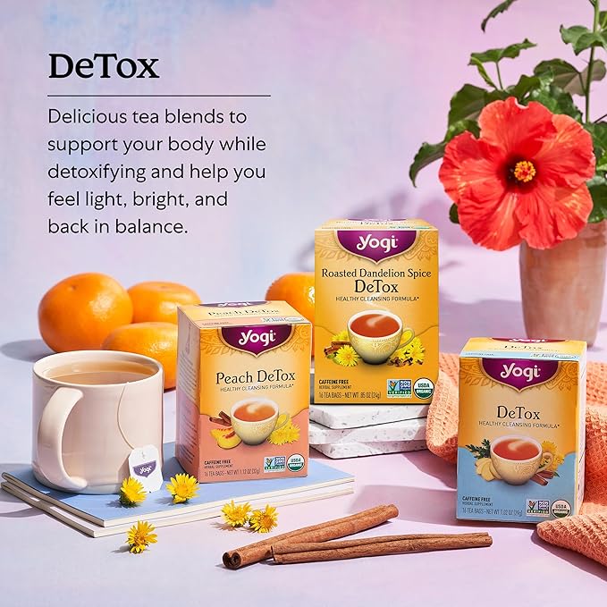 Yogi Tea DeTox Tea - 16 Tea Bags per Pack (4 Packs) - Organic Detox Tea for Digestive & Circulation Support - Includes Burdock, Dandelion, Ginger Root, Black Pepper, Cardamom & Juniper Berry-StrideForce Fitness