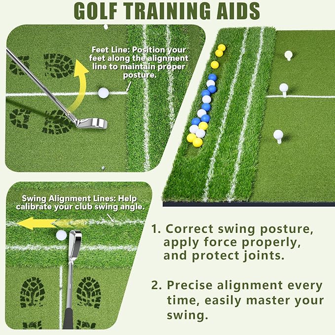 SIOTMERA 23x16IN & 5x4FT Golf Mat, Dual-Turf Golf Hitting Mat with High-Elasticity EVA Anti-Slip Bottom, Anti-Deformation,Reinforced Glue, Ideal for Swing,Chipping Practice,Indoor/Outdoor-StrideForce Fitness
