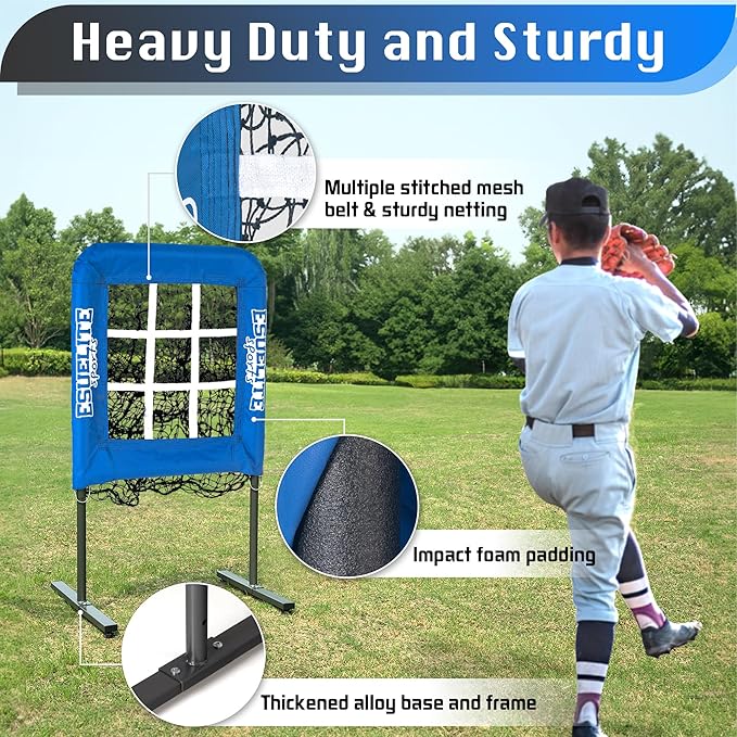 9 Hole Pitching Net with Strike Zone, Baseball Pitching Target, Softball Pitching Net, Portable Pitcher Training Equipment Height Adjustable-StrideForce Fitness