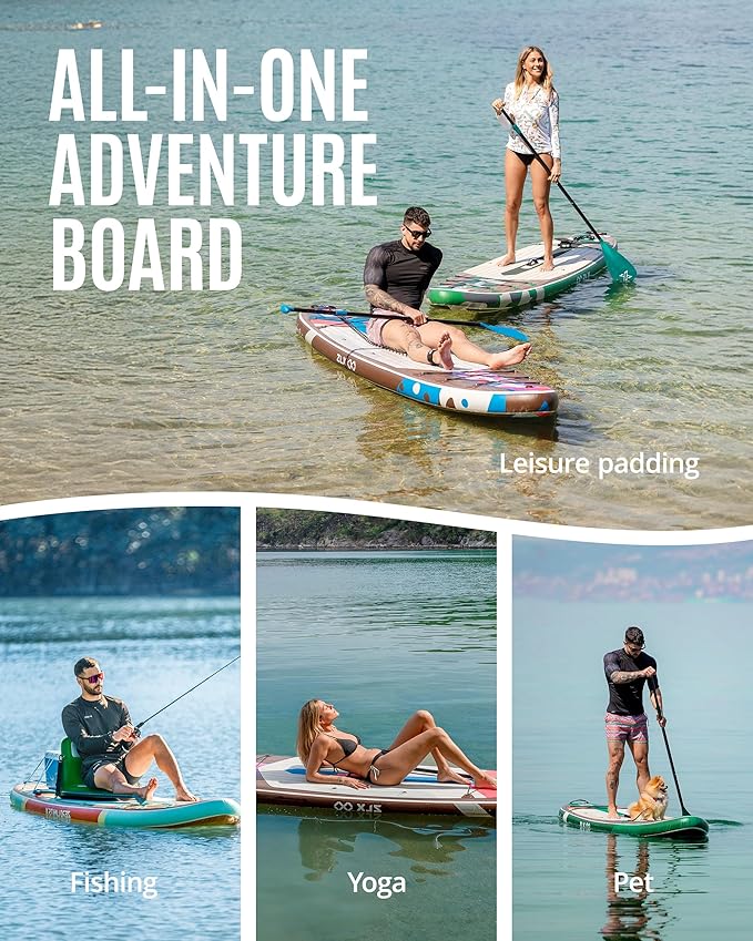 ZLX Inflatable Stand Up Paddle Board, 10'6" SUP Non-Slip Stable Deck Pad, Unique Center Fin, Premium Accessories, Portable Paddleboard for Adults, Beginners, All Skill Levels-StrideForce Fitness