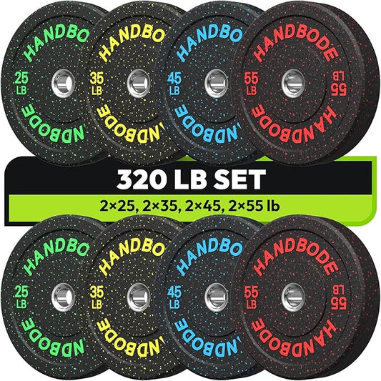 2-Inch Bumper Plates High Bounce, Olympic Weight Plate Set 45/100/160/190/260/300lb, Barbell Weight Plates Set for Home Gym, Colored Weights Rubber Strength Training Plate for Weight Lifting-StrideForce Fitness