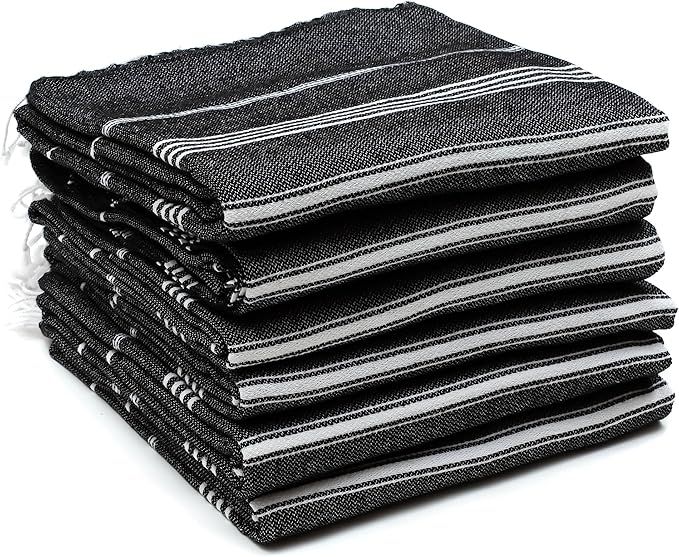 HAVLULAND Turkish Beach Towels Oversized -100% Turkish Cotton Super Soft Lightweight - Absorbent and Quick Drying Bath Towel - Sand Free Beach Towel - Turkish Towels for Adults (Black, 12 Pack)-StrideForce Fitness
