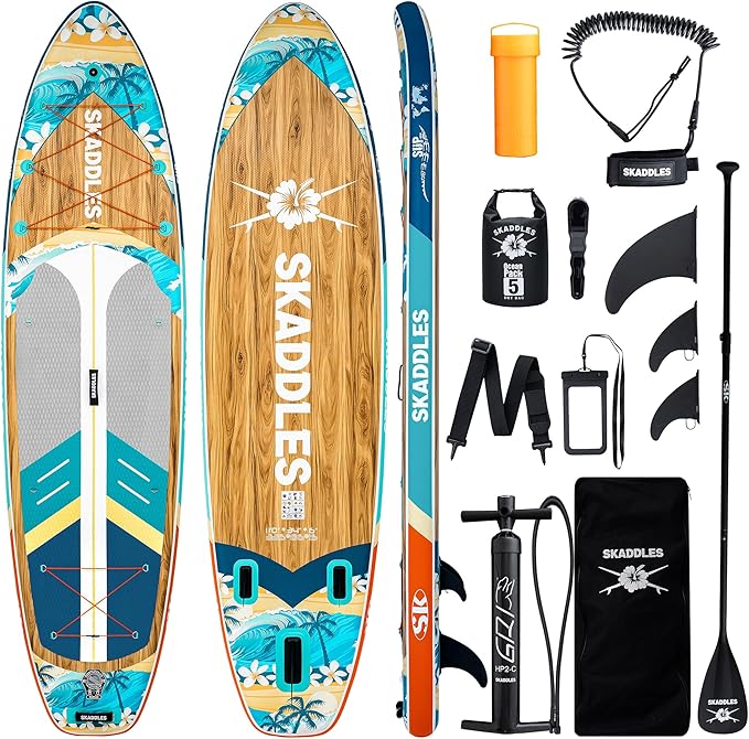 11' Inflatable Stand Up Paddle Board – Extra Wide SUP for Adults & Kids of All Skill Levels, Stable Paddleboard with Pump, Fins, Backpack, Accessories & Waterproof Phone Pouch-StrideForce Fitness