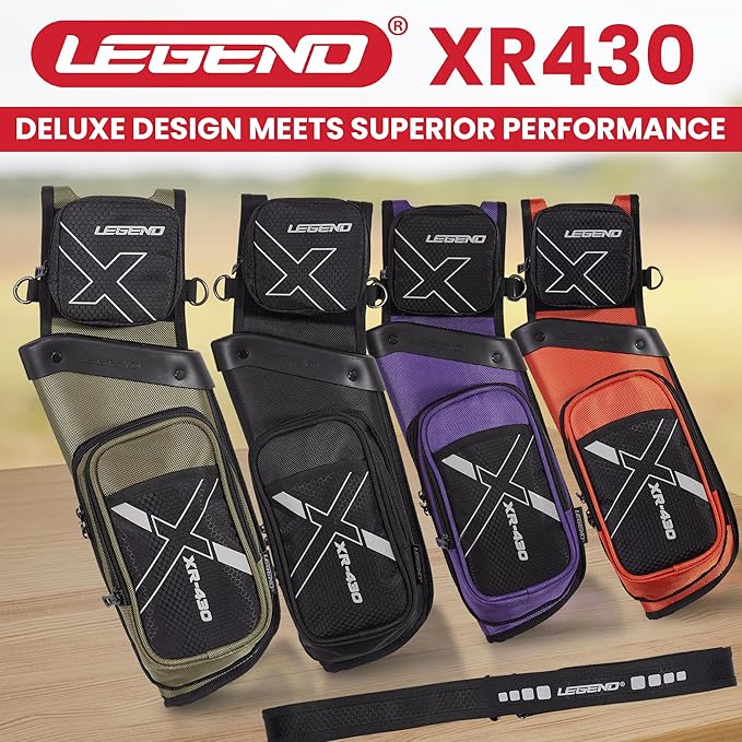 Legend XR430 Premium Field Quiver for Arrows - Right-Handed Hip Arrow Quiver with Removable Release Pocket, Durable Archery Quiver with Tools & Accessories Compartment, Arrow Holder-StrideForce Fitness