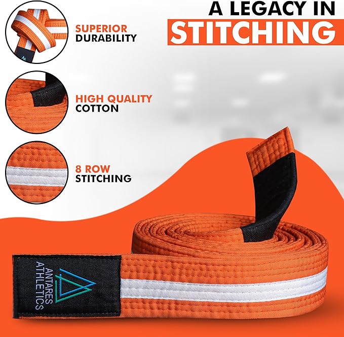 Brazilian Jiu Jitsu Belts Preshurunk Martial Arts Youth BJJ Belts for Girls & Boys with BJJ Ranking Stripes-StrideForce Fitness