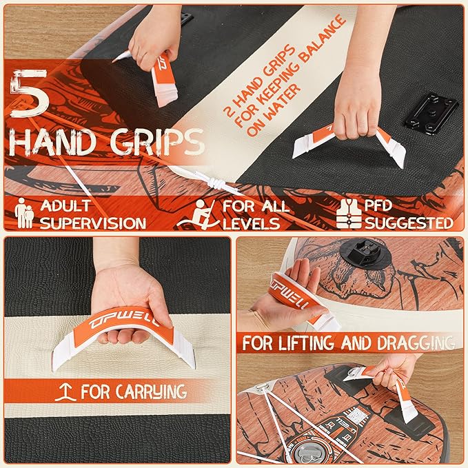 UPWELL 10'6"/11'/11'6" Inflatable Paddle Board, Stand Up Paddlboard for Youth & Adults, Stable Design, Premium SUP Accessories, Backpack, Leash, Hand Pump, Fins-StrideForce Fitness