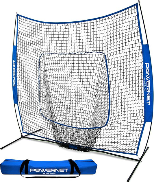 PowerNet Baseball Softball Practice Net 7x7 with Baseball Accessories for Practice Pitching, Batting & Fielding, Ball Caddy, Weighted Baseballs, Tee-StrideForce Fitness
