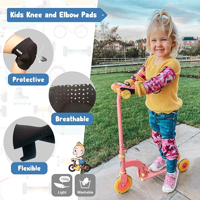 Soft-Style Kids Knee and Elbow Pads with Bike Gloves, Flexible Impact-Resistant Gear for Ages 2-11, Designed for Balance Bikes, Roller-Skating, and Skateboarding-StrideForce Fitness
