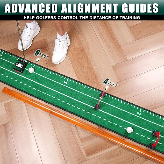 CHAMPKEY Dual-Hole Golf Putting Green Indoor with 3 Golf Putting Gates - Improves Putting Accuracy and Skill Levels Golf Putting Mat - Ideal for Indoor and Outdoor Training-StrideForce Fitness