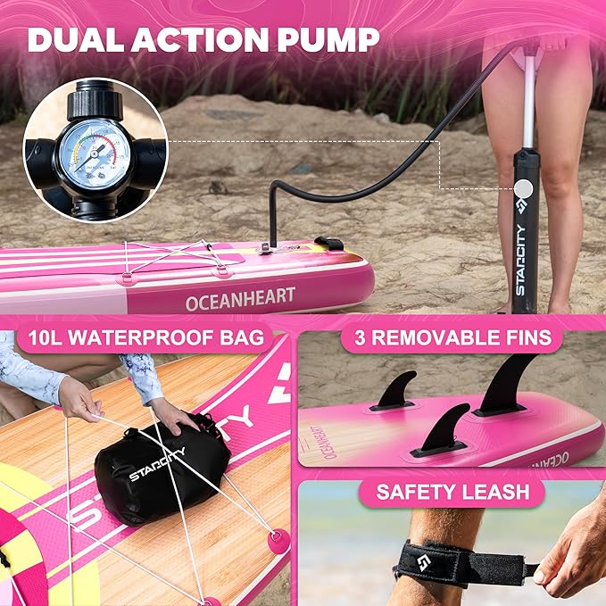 Starcity 11'6"*34"*6" Stand Up Paddle Board,Inflatable Paddle Boards for Adults w/a Simple and Non Slip Design, Moderate Length and Easy Operation, Suitable for Adults.-StrideForce Fitness