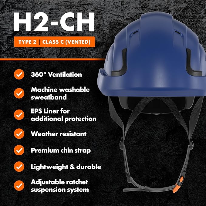 Defender Safety H2 Safety Helmet Hard Hat, Type 2 Class C and E, ANSI Z89.1 and EN 12492 Rated-StrideForce Fitness