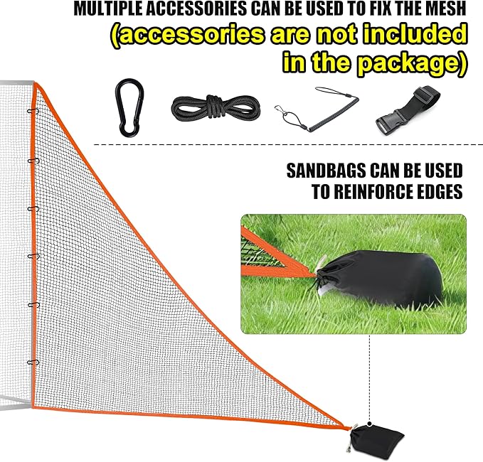 1/2PCS Golf Shank Net Attachment for Golf Hitting Nets with Sandbag, 7 * 7FT/7 * 10FT Golf Barrier Side Net,Golf Practice Hitting Net Barrier Net for Golf, Baseball, Hockey, Soccer (Black/Red-StrideForce Fitness