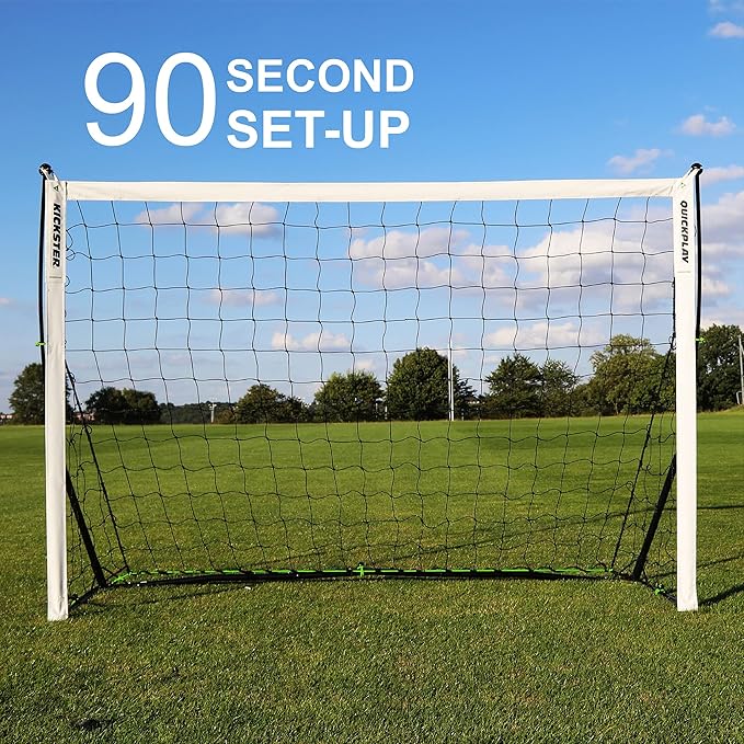 QUICKPLAY Kickster Soccer Goal Range – Ultra Portable | Quick and Easy Set Up | Includes Net and Carry Bag | Available in 7 Sizes | Backyard Soccer Net for Kids & Adults [Single Goal]-StrideForce Fitness