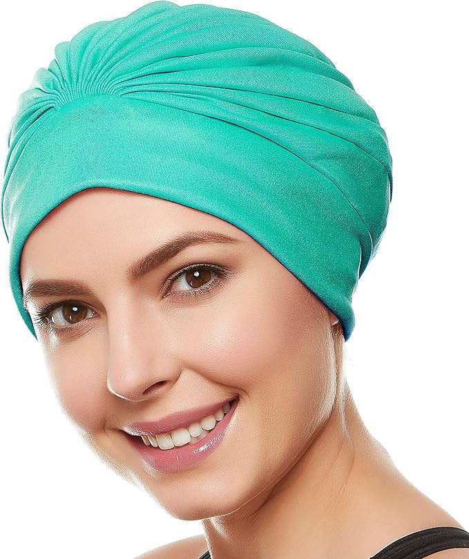 BEEMO Swim Caps for Women Swimming Turban Polyester Latex Lined Pleated for Ladies-StrideForce Fitness