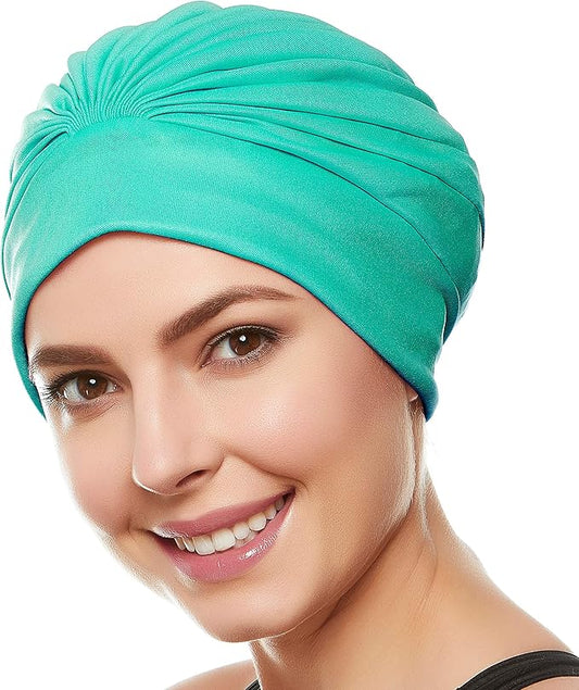 BEEMO Swim Caps for Women Swimming Turban Polyester Latex Lined Pleated for Ladies-StrideForce Fitness