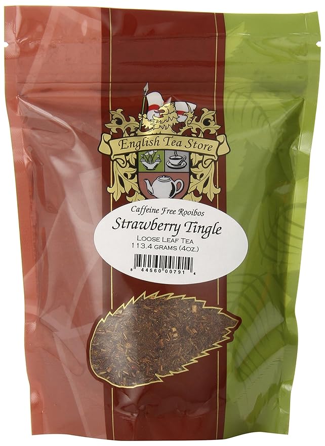 English Tea Store Loose Leaf, Strawberry Tingle Rooibos Tea Pouches, 4 Ounce-StrideForce Fitness