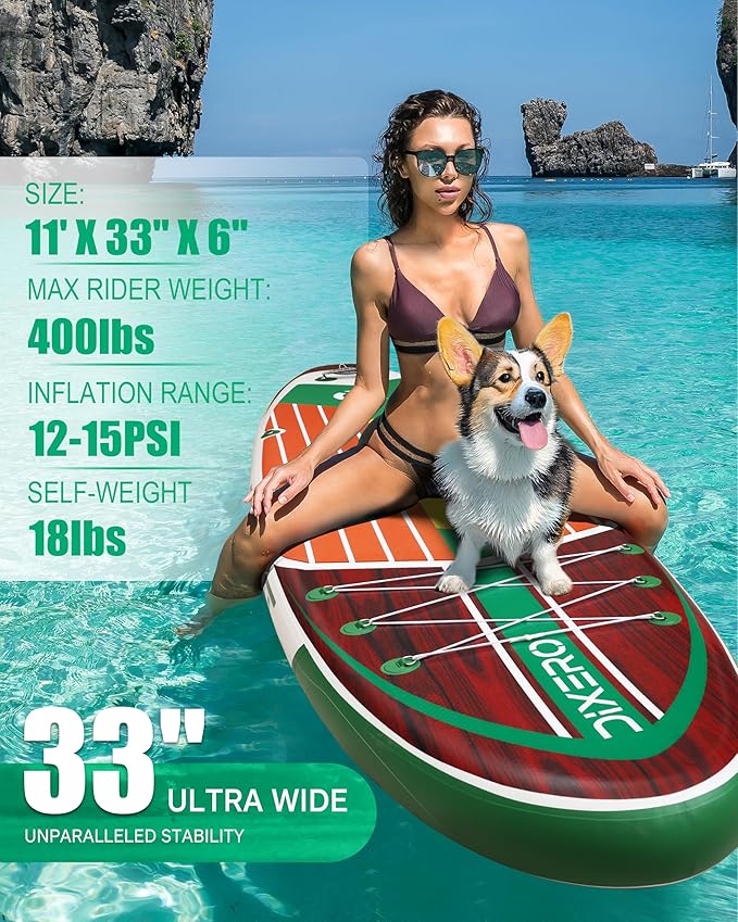 Inflatable Stand Up Paddle Board with SUP Accessories, Anti-Slip EVA Deck, 11'*33" Inflatable Paddle Boards for Adults & Youth of All Skill Levels-StrideForce Fitness