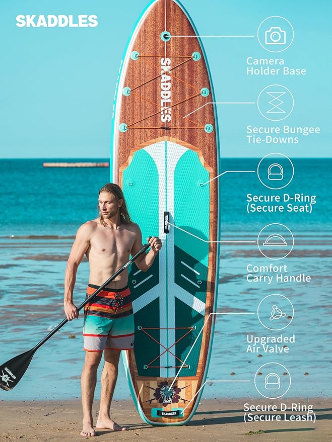 11' Inflatable Stand Up Paddle Board – Extra Wide SUP for Adults & Kids of All Skill Levels, Stable Paddleboard with Pump, Fins, Backpack, Accessories & Waterproof Phone Pouch-StrideForce Fitness