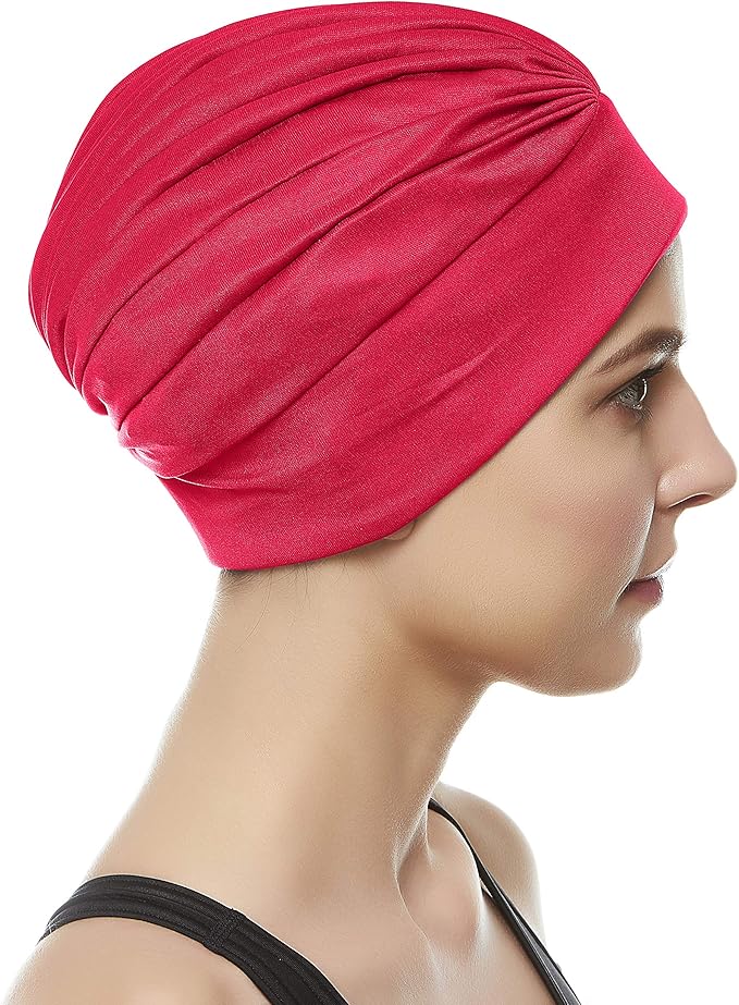 BEEMO Swim Caps for Women Swimming Turban Polyester Latex Lined Pleated for Ladies-StrideForce Fitness