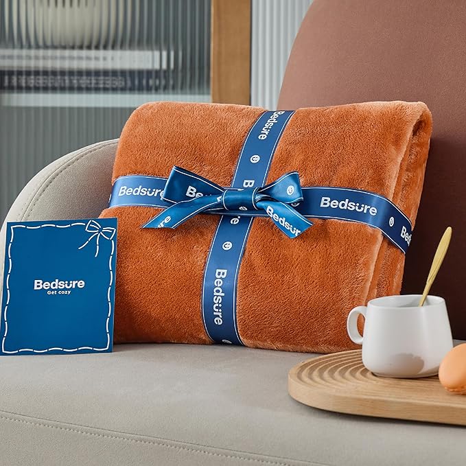Bedsure Burnt Orange Fleece Blanket King Size - 280GSM Soft Lightweight Plush Cozy Blankets for Bed, Sofa, Couch, Travel, Camping-StrideForce Fitness