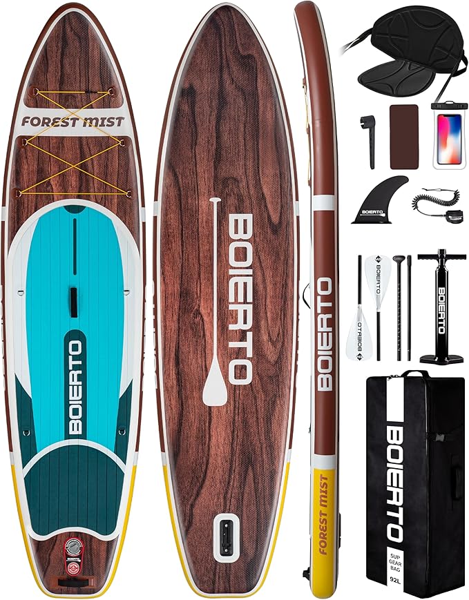 Inflatable Stand Up Paddle Board 10'8“*34"/11'*33" Extra Wide Paddle Boards for Adults, SUP with Premium Accessories & Nylon Backpack, Adjustable Paddle, Hand Pump, Bottom Fin, Leash-StrideForce Fitness