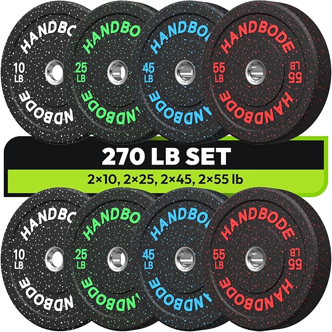 2-Inch Bumper Plates High Bounce, Olympic Weight Plate Set 45/100/160/190/260/300lb, Barbell Weight Plates Set for Home Gym, Colored Weights Rubber Strength Training Plate for Weight Lifting-StrideForce Fitness
