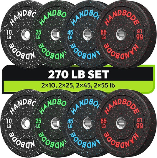 2-Inch Bumper Plates High Bounce, Olympic Weight Plate Set 45/100/160/190/260/300lb, Barbell Weight Plates Set for Home Gym, Colored Weights Rubber Strength Training Plate for Weight Lifting-StrideForce Fitness