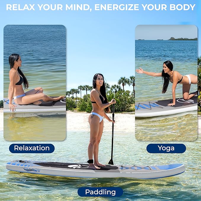 SereneLife Inflatable Stand Up Paddle Board with Premium SUP Accessories – Wide Stable Design with Non-Slip EVA Deck Pad for Adults and Youth of All Skill Levels, 350 lbs Capacity-StrideForce Fitness