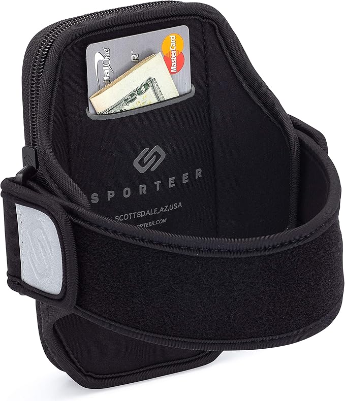 Sporteer Velocity V8 Running Armband - Compatible with iPhone 16 Pro Max, 16 Plus, 15/14 Pro Max, 16/15/14 Pro, iPhone 16/15/14, Galaxy S24+, S23 Plus, Pixel, & Many More Cell Phones - FITS Cases-StrideForce Fitness