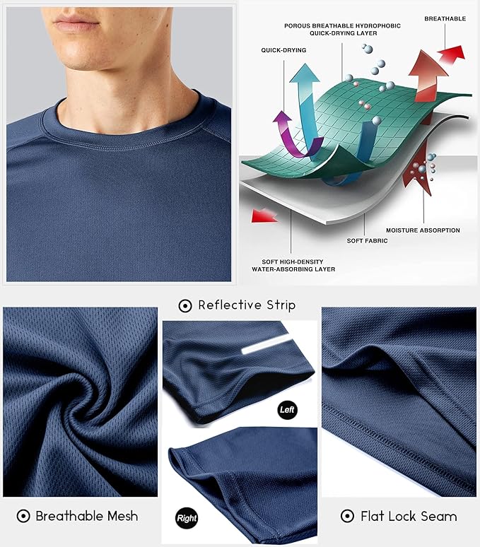 Boyzn 1, 3, 5 or 7 Pack Men's Workout Running Shirts, Dry Fit Moisture Wicking T-Shirt, Gym Athletic Short Sleeve Tee Shirts-StrideForce Fitness