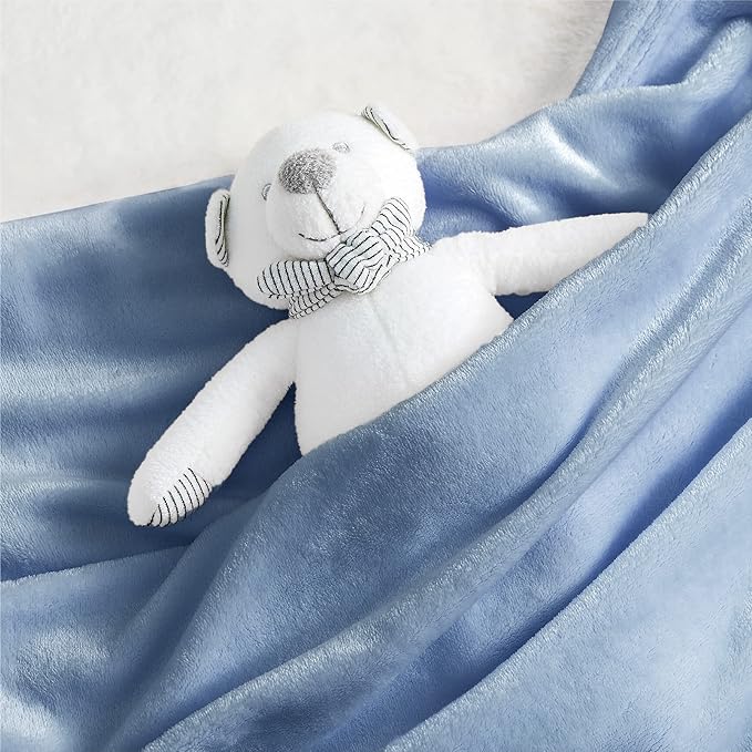 Bedsure Bedding Fleece Blanket for Girls and Boys - Soft Cozy Cute Small Throw Blankets for Travel, 43x55 Inches, Washed Blue-StrideForce Fitness