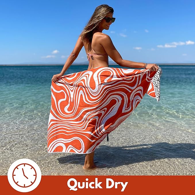 ECCOSOPHY Microfiber Beach Towel - Sand Free Towels are Quick Dry, Light Weight, Super Absorbent - Perfect Pool, Travel, Cruise, Camping Essentials - Oversized Extra Large for Adults 71x35 in-StrideForce Fitness