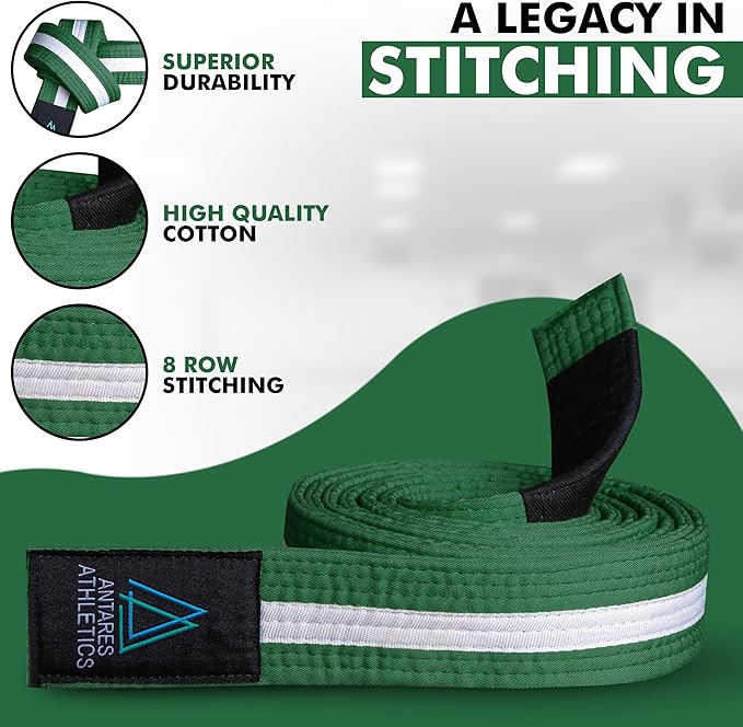 Brazilian Jiu Jitsu Belts Preshurunk Martial Arts Youth BJJ Belts for Girls & Boys with BJJ Ranking Stripes-StrideForce Fitness