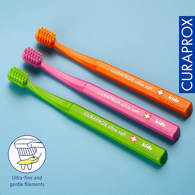 Curaprox CS Kids Toothbrush– for Children Aged 4–12 | Ultra-Soft Gentle Cleaning | 5,500 Curen® filaments | Single Pack | Random Color